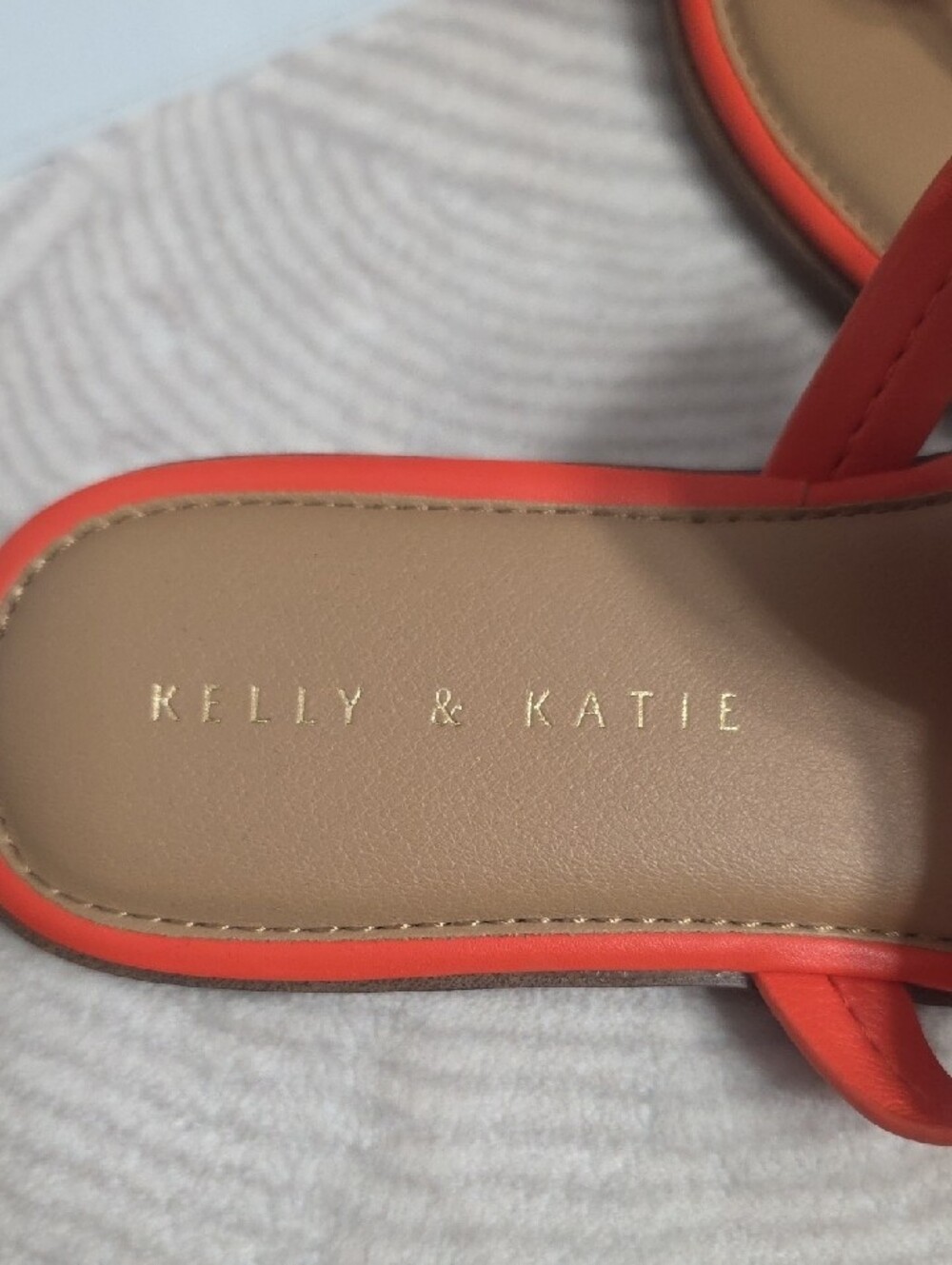 Kelly & Katie Orange Thong Sandals with Gold Medallion - Picture 3 of 8